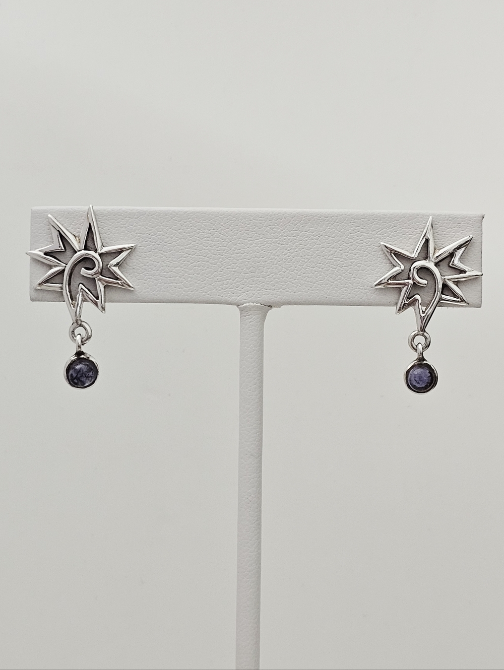 RESERVED Silpada Sterling Silver Star Earrings w/Blue Iolite Gemstones P0784